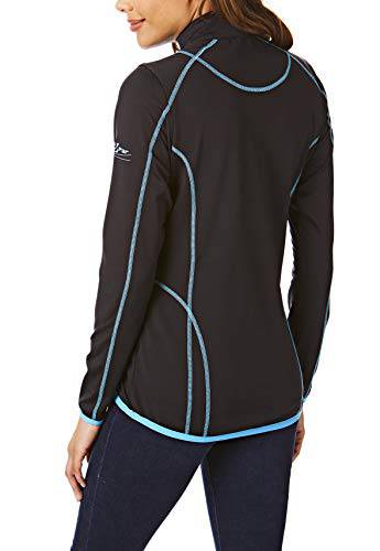 Under Par UPLMID1746 Womens Zip Neck Sweater Jumper Breathable Moisture Wicking Ladies Golf Mid Layer Top, Uplmid1746 - Black/Summer Blue, 14 UK - Golf Gift