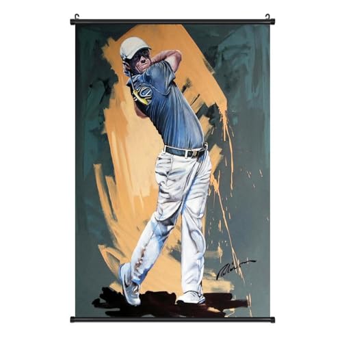 QINSCX Rory McIlroy Art Poster Decorative Painting Canvas Wall Painting Poster Home Bedroom Decoration Black Axis With Solid Frame Style 24x36inch(60x90cm) - Golf Gift