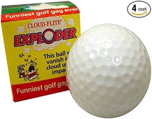 Exploding Golf Balls (Sleeve of 4) - Prank Golf Balls That Explode Into A Cloud of White Smoke Upon Impact - Funny Novelty Golf Gag Gift for Golfers - Golf Gift