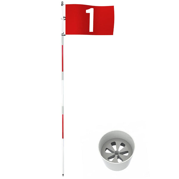 THIODOON Golf Flag 180cm for Garden Indoor Yard Putting Green Golf Hole Cup and Flag for Putting Practice Upgrade Anti-Rust Glass Fiber 5-Section Design with Connectors (Flagstick Set -1 Pack) - Golf Gift