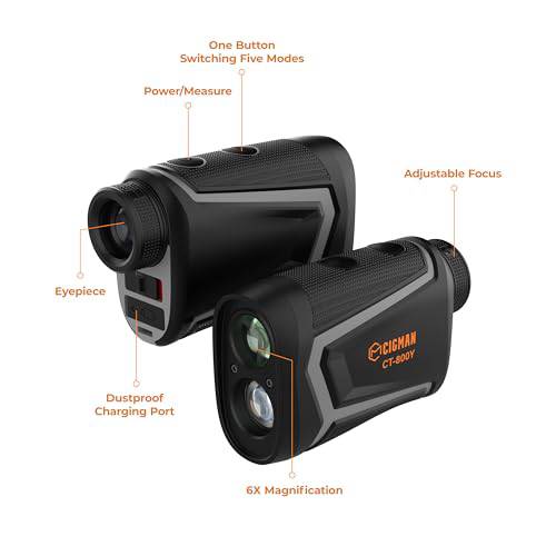 CIGMAN Golf Range Finder 800 Yards Laser Golf Rangefinder with Slope - USB Rechargeable,6X Magnification,Flag Pole Locking Vibration,Magnetic Rangefinder Mount Strap Included,Golf Accessories CT-800Y - Golf Gift