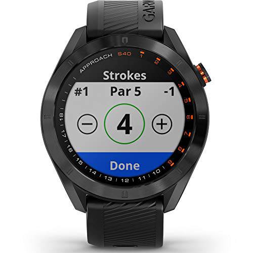 Garmin Approach S40, Stylish GPS Golf Smartwatch, Lightweight with Touchscreen Display, Black - Golf Gift