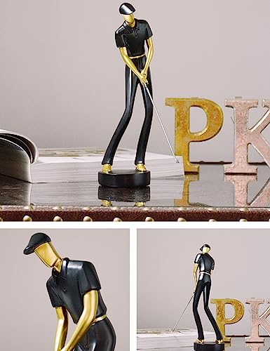 Amoy-Art Golf Figurine Statue Golfer Sculpture Gifts Modern Decor Arts Home Ornament Table Centerpiece Crafts Polyresin Black 24cm - Golf Gift