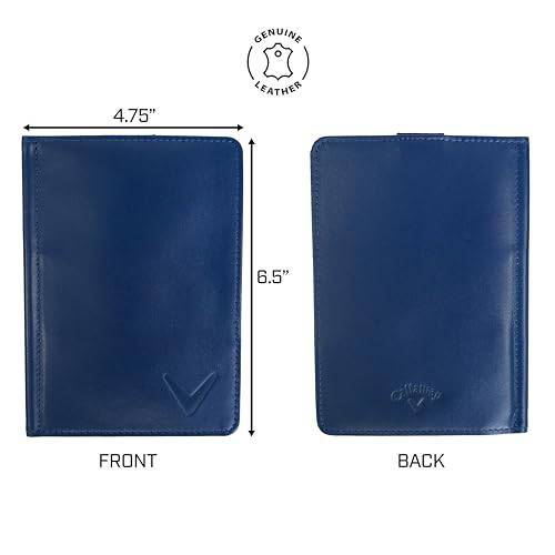 Callaway Golf Leather Bi-Fold Scorecard Holder - Navy Blue Leather Golf scorecard Holder - Golf Gift