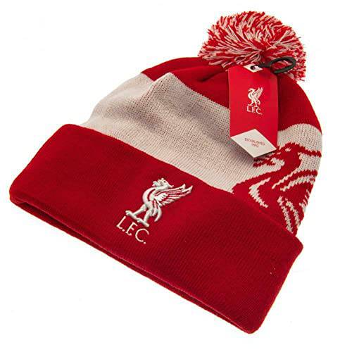 Liverpool FC Ski Bobble Knitted Hat Quick Check Red White - Golf Gift