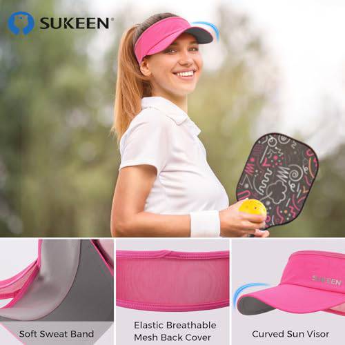 Sukeen Quick Drying Sun Visors for Women,UPF 50+ UV Sun Protective Visor Hat Women Men,Running Hat Golf Hat Cool Elastic Visor with Perspiration Breathable Sweatband,Sport Visor Cap for Tennis Cycling - Golf Gift