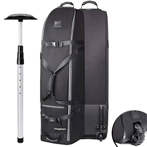 CHAMPKEY Premium Soft-Padded Golf Travel Bag with Anti-Impact Support System - 1200D Oxford Fabric Golf Travel Cover (2.0 Grey) - Golf Gift