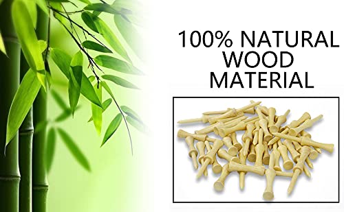 LIKOSO Bamboo Golf Tees White 51MM Pack of 100 Non Plastic Castle Golf Tees Biodegradable Sustainable - Golf Gift