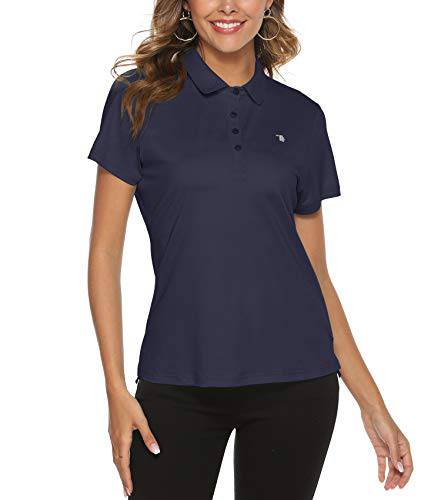 YSENTO Women's Sports Golf Shirts Breathable Quick Dry Short Sleeve Polo T-Shirts(Navy,l) - Golf Gift