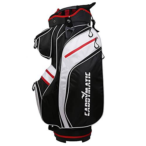 Caddymatic Golf Tour 14-Way Trolley Cart Bag Black/White/Red - Golf Gift