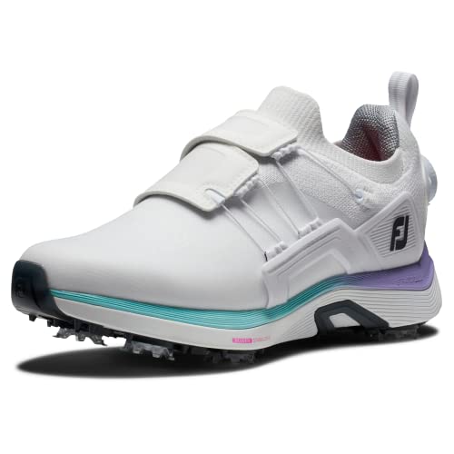 FootJoy Women's Hyperflex Boa Golf Shoe, White/Ice Blue/Purple, 7 UK - Golf Gift