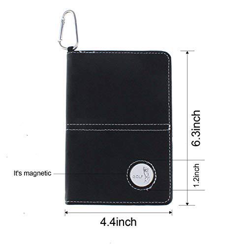 KOFULL Deluxe PU Leather Golf Scorecard Holder Leather and Yardage Book with a Ball Mark and a Pencil - Golf Gift