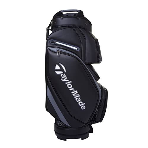 TaylorMade Deluxe Cart Bag (Black/Grey, 2023) - Unisex Golf Item for Adults, 14-Way Top, 7 Pockets, Adjustable Strap, Crush-Resistant, Polyester, 3.8 kg, 91.4 x 49.5 x 26.7 cm - Golf Gift