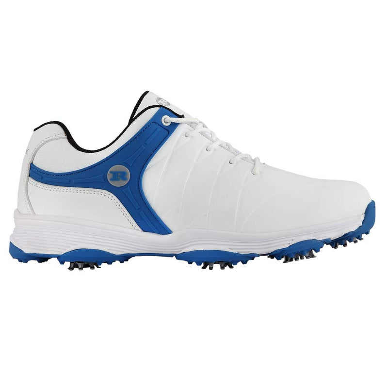 Ram Golf FX Tour Mens Waterproof Golf Shoes- White/Blue- UK 10 - Golf Gift