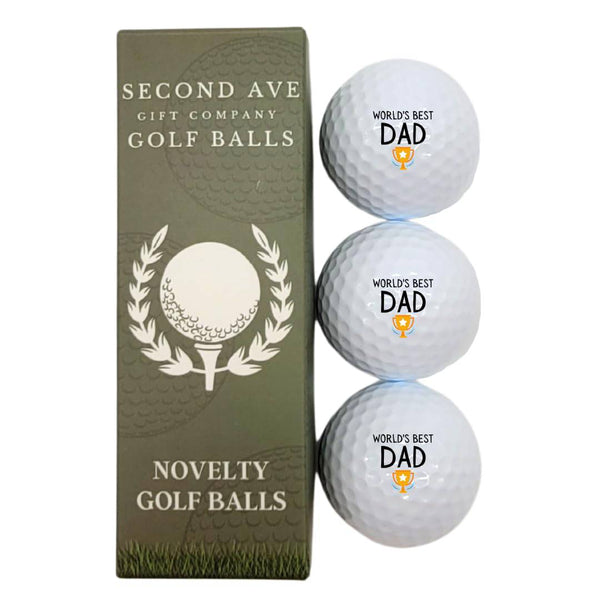 Second Ave Pack of 3 Golf Balls World's Best Dad Father's Day Christmas Birthday Golfer Gift - Golf Gift