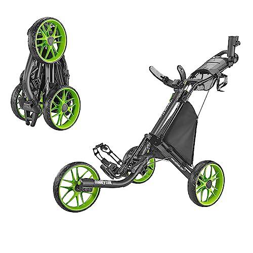 Caddytek CaddyLite EZ Version 8 3 Wheel Golf Push Cart - Foldable Collapsible Lightweight Pushcart with Foot Brake - Easy to Open & Close, lime, one size - Golf Gift