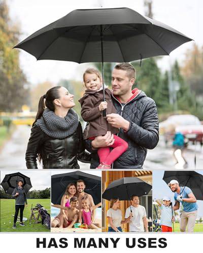 Victoper Golf Umbrella Windproof Large 62 Inch, Large Umbrella Oversized Double Vented Canopy Umbrella Windproof Strong Automatic Open Outdoor Big Umbrella Sun Protection Rain Umbrellas for 2-3 Men - Golf Gift