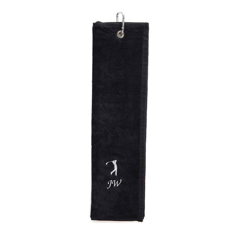 Personalised Golf Towel Black - Any Name Golf Towel Embroidered - Golf Gift