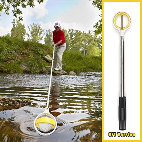 Golf Ball Retriever for Water Telescopic, 6ft/9ft Stainless Ball Retriever Tool Golf with Spring Release-Ready Head and Locking Clip, Golf Gift Golf Accessories for Men (Lemon Yellow) - Golf Gift