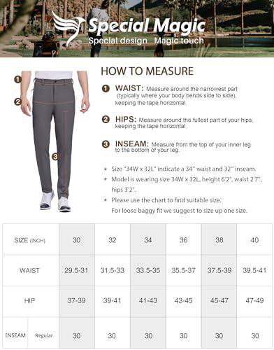 SPECIALMAGIC Men's Slim-Fit Stretch Golf Pants, Water Resistant Hiking Pants with Zipped Pockets, Men's Dress Pants Elastic Waist Lightweight Casual Outdoor (Stone, 34W) - Golf Gift