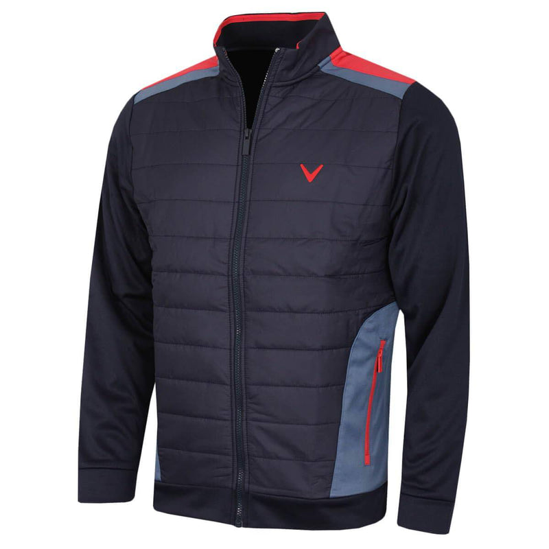 Callaway Golf Mens Racer Mixed Media Puffer Jacket - Navy Blazer - M - Golf Gift