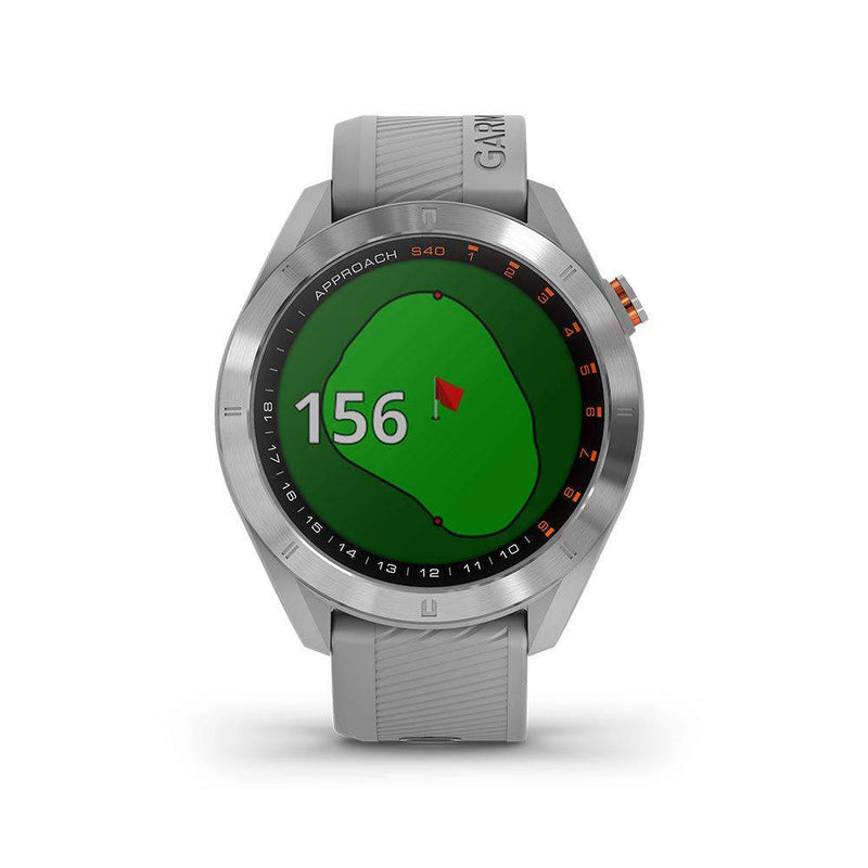 Garmin Approach S40, Stylish GPS Golf Smartwatch, Lightweight With Touchscreen Display, Gray/Stainless Steel - Golf Gift