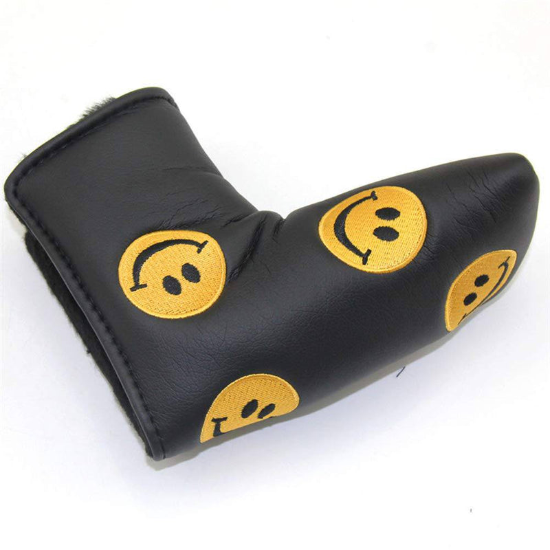 FLTRADE Smile Face LIMITED EDITION Golf Blade Putter Covers Head cover for Scotty Cameron Odyssey Callaway Taylormade Titleist Ping Mizuno Cobra,Black/yellow - Golf Gift