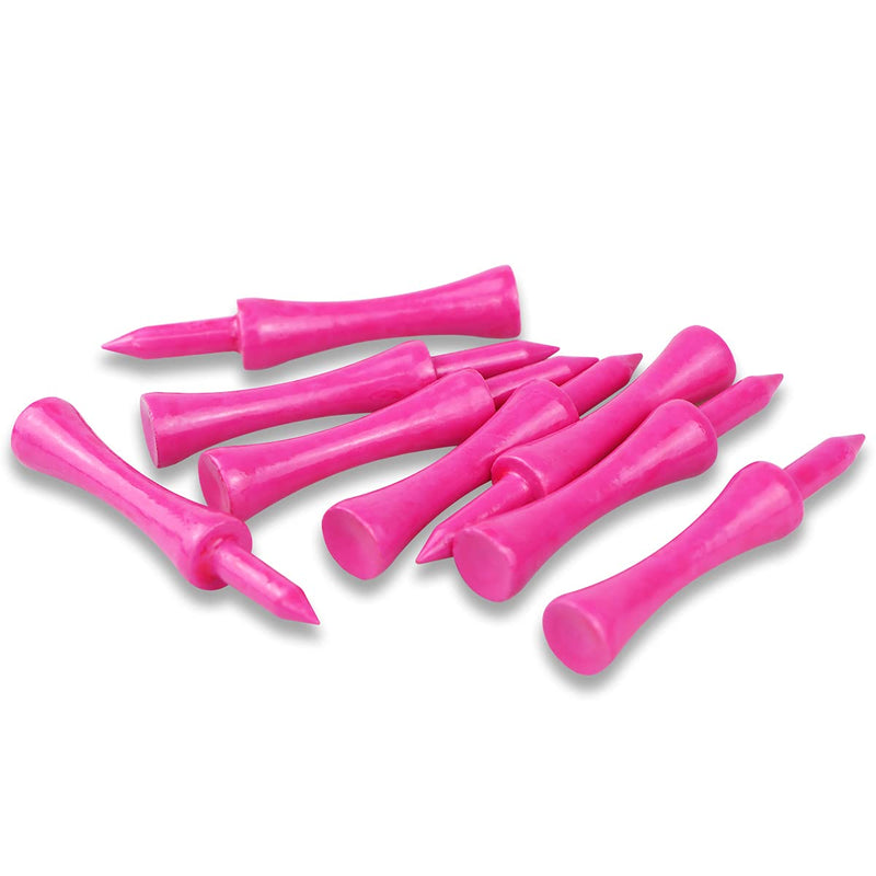 LIKOSO Bamboo Golf Tees Pink 60MM Pack of 100 Non Plastic Long Castle Golf Tees Biodegradable Sustainable - Golf Gift