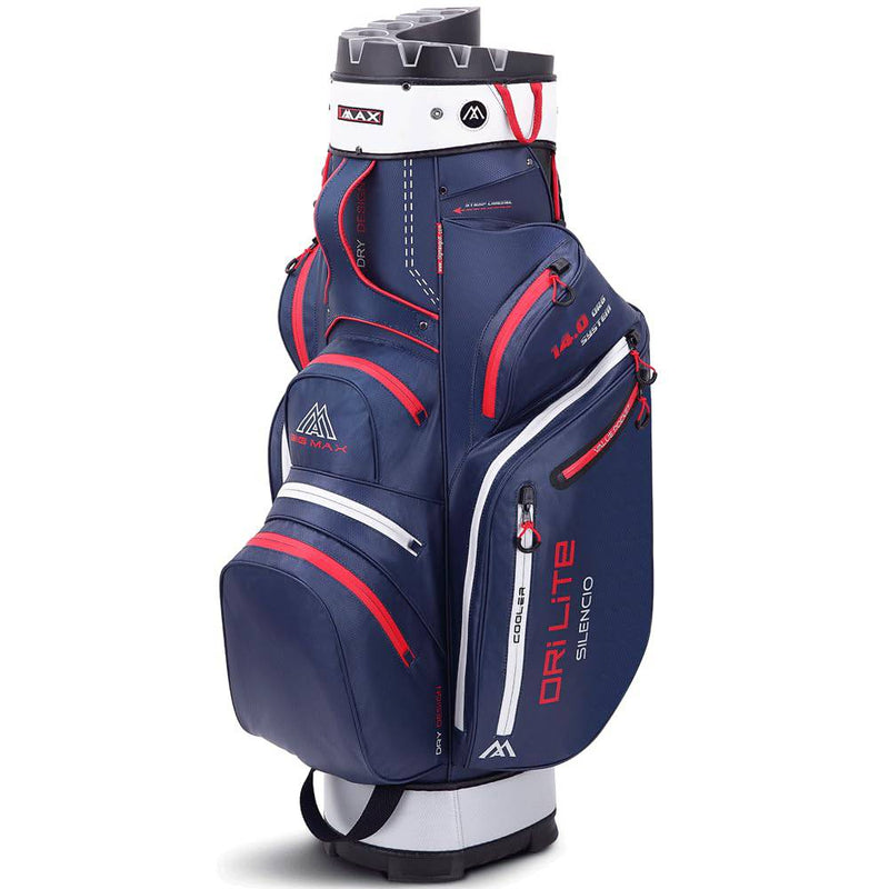 BIG MAX 2024 DRILITE SILENCIO 2 GOLF CART TROLLEY BAG - NAVY / SILVER / RED - Golf Gift