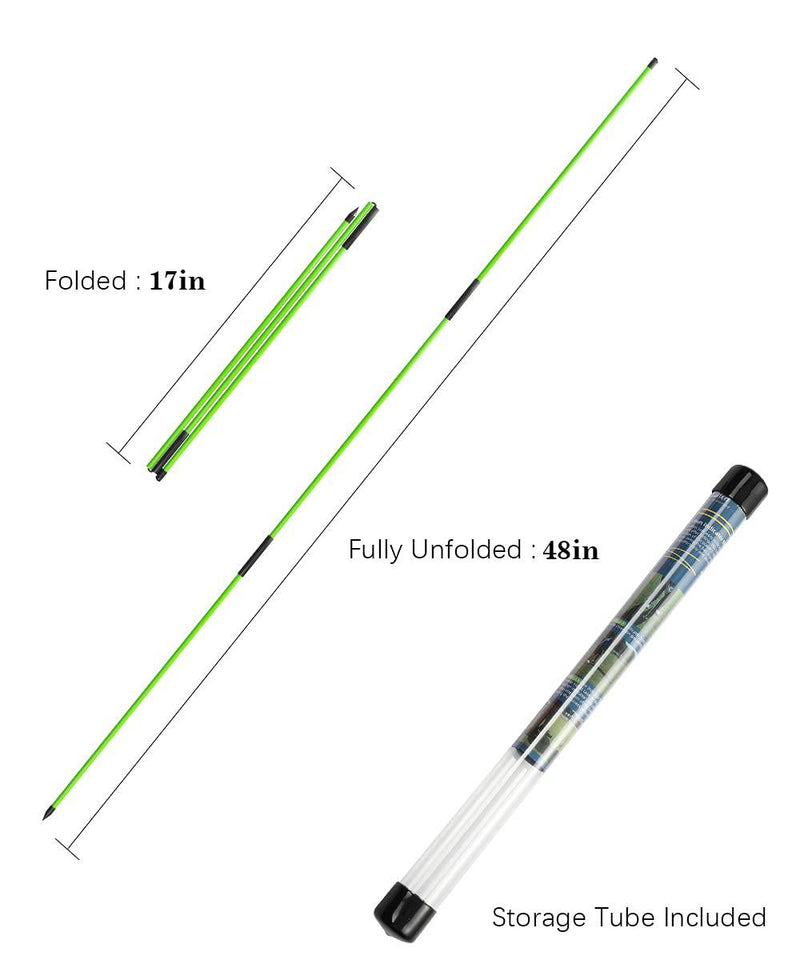 Rhino Valley Golf Alignment Sticks - 2 Pack Collapsible Golf Practice Rods for Aiming, Putting, Full Swing Trainer, Posture Corrector with Clear Tube Case, Portable Golf Training Equipment, Green - Golf Gift