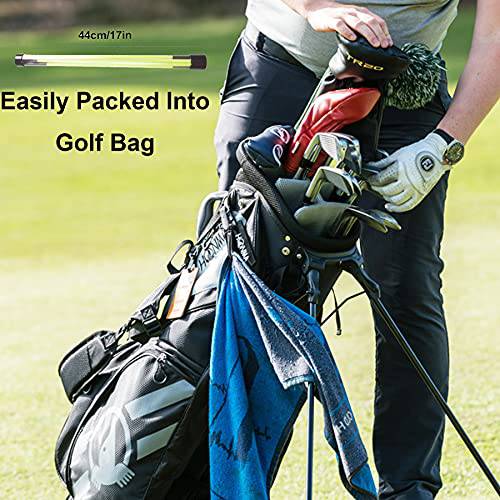 Eshan Golf Alignment Sticks 2 Pack Swing Training Aid Equipment Collapsible Trainer Practice Rods Posture Corrector in Handy Storage Tube Case for Men Women Golfer Swinging (MintGreen) - Golf Gift