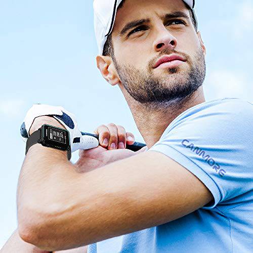 CANMORE TW353 Golf GPS Watch for Men and Women, High Contrast LCD Display, Free Update Over 41,000 Preloaded Courses Worldwide, Lightweight Essential Golf Accessory for Golfers, Black/Turquoise - Golf Gift