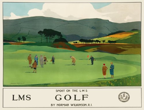 TX287 Vintage Britain Sport On LMS GOLF Railway British Travel Poster Re-Print - A4 (297 x 210mm) 11.7" x 8.3" - Golf Gift