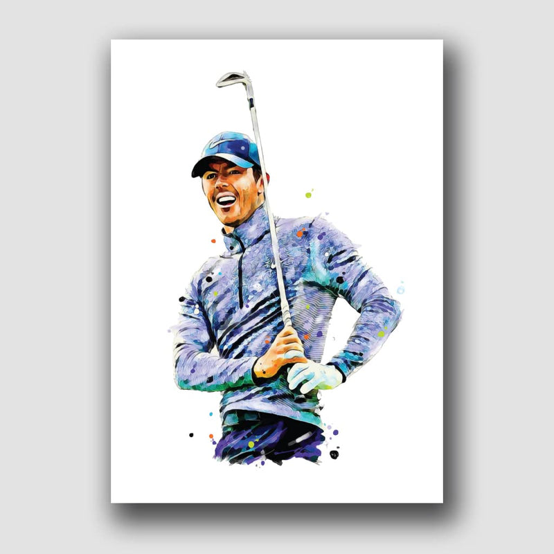 RORY MCILROY | GOLF | HAND DRAWN FRAMED ILLUSTRATION PRINT POSTER - Golf Gift