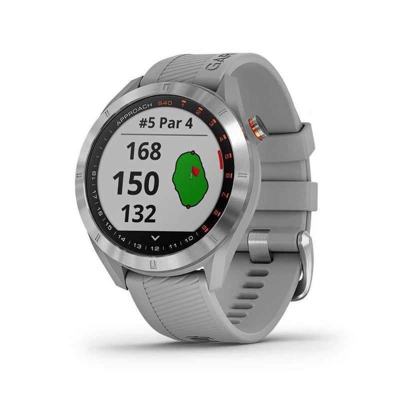 Garmin Approach S40, Stylish GPS Golf Smartwatch, Lightweight With Touchscreen Display, Gray/Stainless Steel - Golf Gift