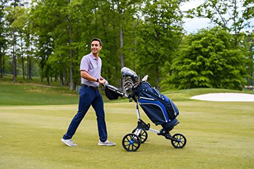 Bag Boy Nitron 3 Wheel Golf Push Cart, Easy 1 Step Open and Fold, Scorecard Console, Beverage Holder, Mobile Device Holder, Handle Mounted Parking Brake - Golf Gift