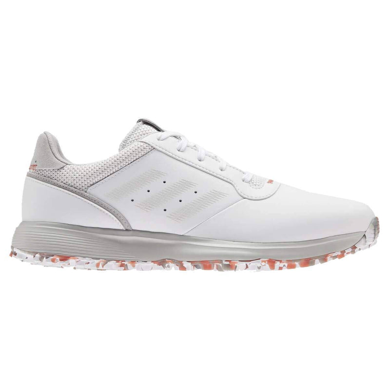 adidas Golf Mens S2G Leather Golf Shoes - White/Grey/Crew Red - UK 8.5 - Golf Gift