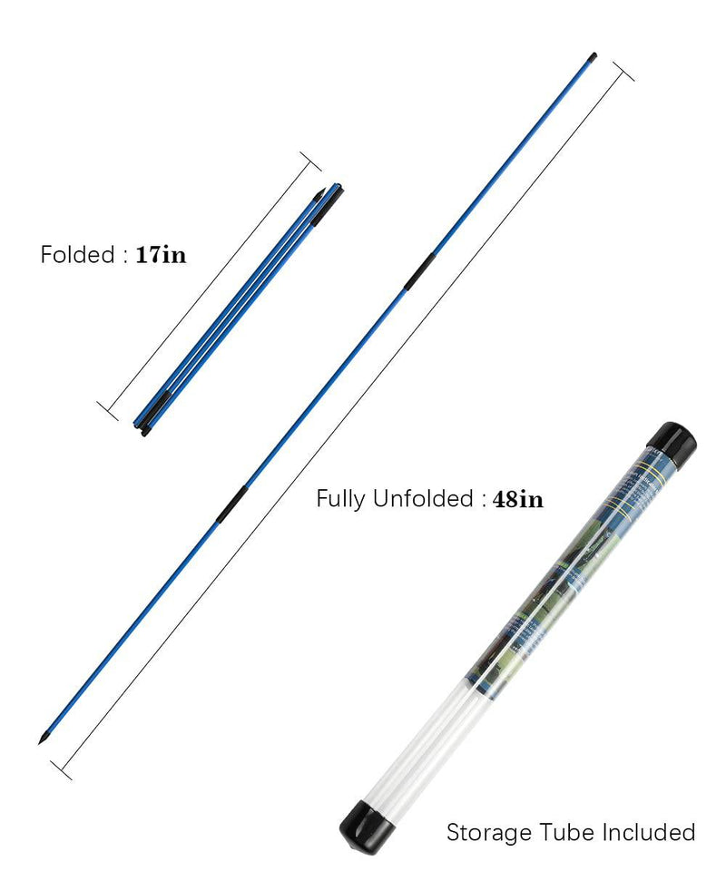 Rhino Valley Golf Alignment Sticks - 2 Pack Collapsible Golf Practice Rods for Aiming, Putting, Full Swing Trainer, Posture Corrector with Clear Tube Case, Portable Golf Training Equipment, Blue - Golf Gift