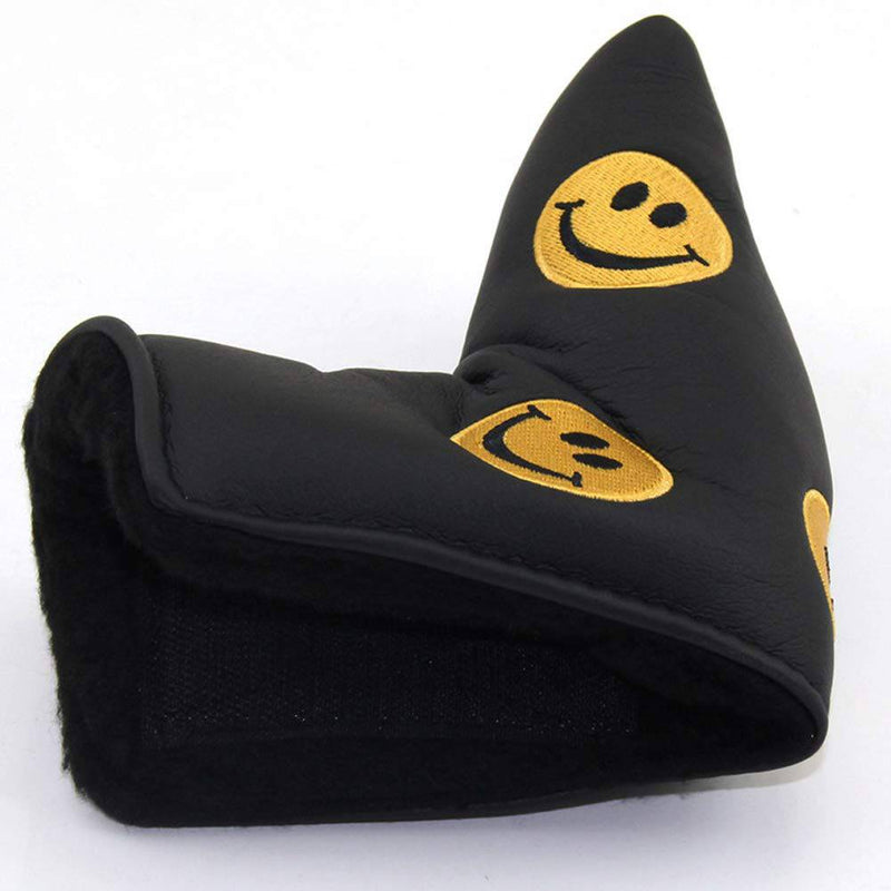 FLTRADE Smile Face LIMITED EDITION Golf Blade Putter Covers Head cover for Scotty Cameron Odyssey Callaway Taylormade Titleist Ping Mizuno Cobra,Black/yellow - Golf Gift