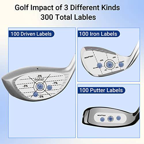 MSOAT Golf Impact Tape Set 300 pcs, Self-Teaching Sweet Spot and Shot Consistency Analysis, Golf Club Face Stickers for Woods Irons Putters, Swing Accuracy Practice Training Aid - Golf Gift