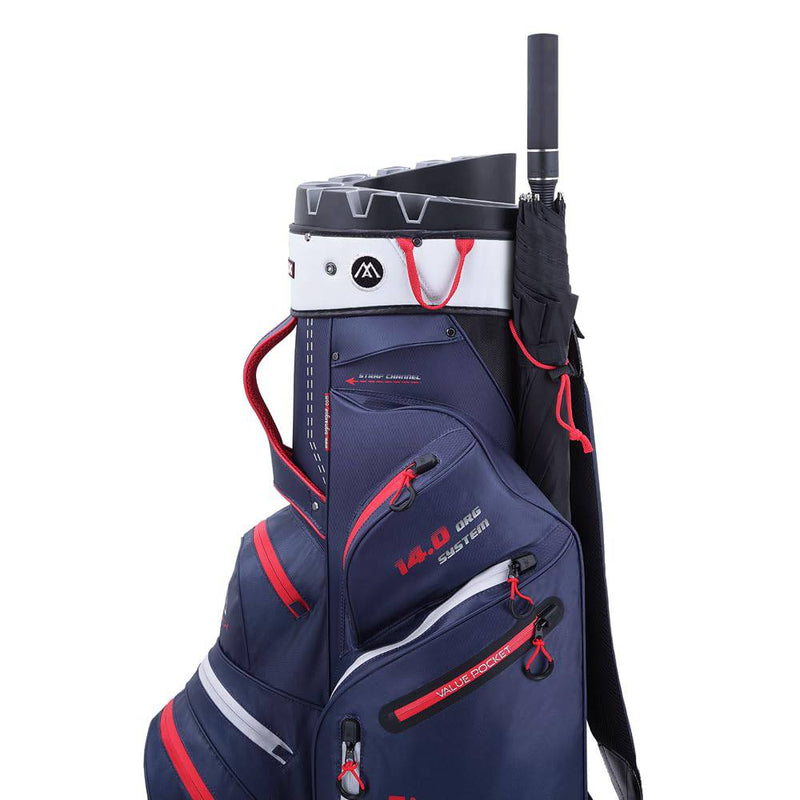 BIG MAX 2024 DRILITE SILENCIO 2 GOLF CART TROLLEY BAG - NAVY / SILVER / RED - Golf Gift