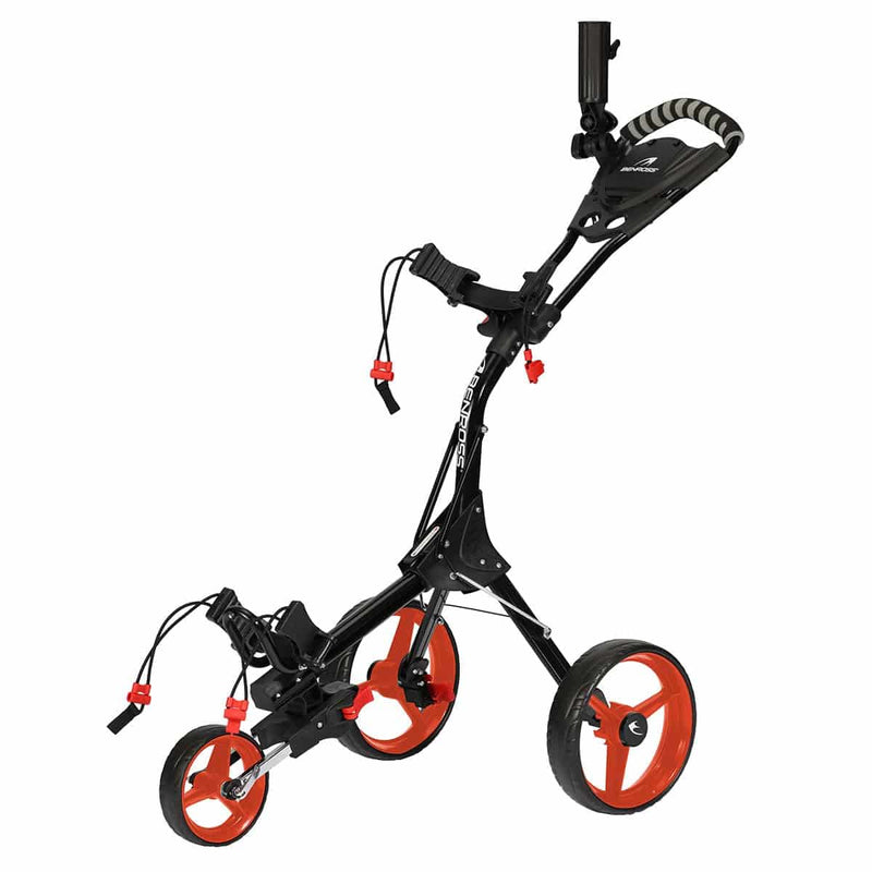 Benross Pro Compact Trolley - 3 Wheels Golf Push Pull Cart - Lightweight Height Adjustable Golf Trolley with Storage Bag - Foot Brake - Umbrella Holder - Golf Gift