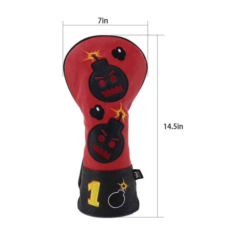 Craftsman Golf Bomb Red & Black Driver Headcover PU Leather Golf Clubs Head Covers (Driver Cover