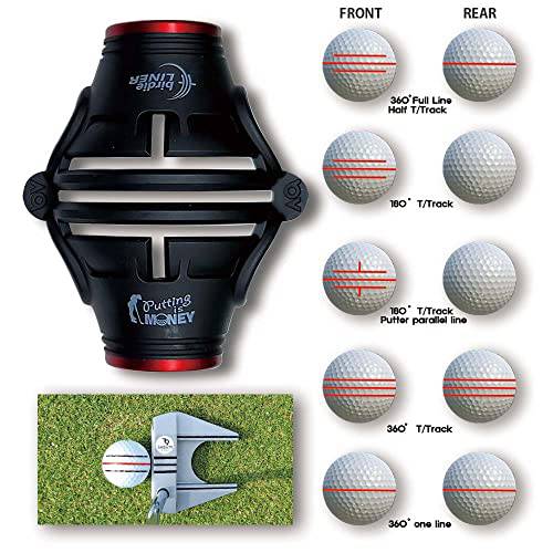 BIRDIE79 Premium Quality360-Degree Birdie Liner Drawing Alignment Tool Kit- 360-Degree Triple 3-Line Golf Ball Marker Stencil with Gift Box Including 3 Color Marker Pens-Patent Pending. - Golf Gift