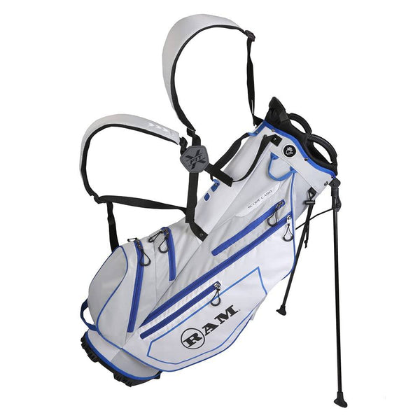 Ram Golf FX Lightweight Golf Stand Carry Bag, Light Grey/White/Blue - Golf Gift