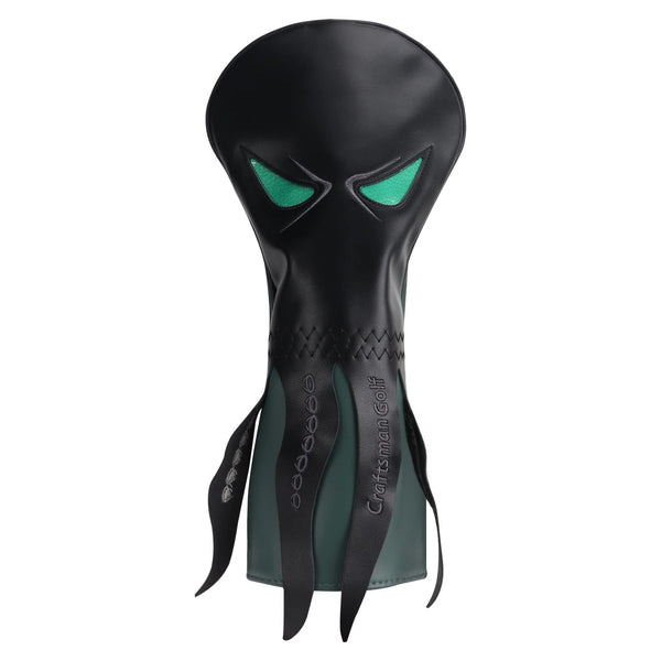 Craftsman Golf Octopus with Green Eyes Black Golf Driver Headcover Fits up to 460cc - Golf Gift