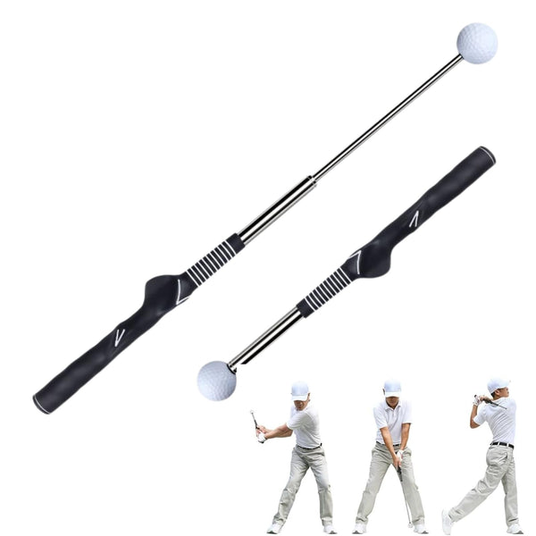 SUBORAWOS Retractable Golf Swing Trainer, Portable Telescopic Golf Grip & Swing Training Aid, Strength & Tempo Training, Golf Accessories for Warm-Up & Chipping (Black) - Golf Gift