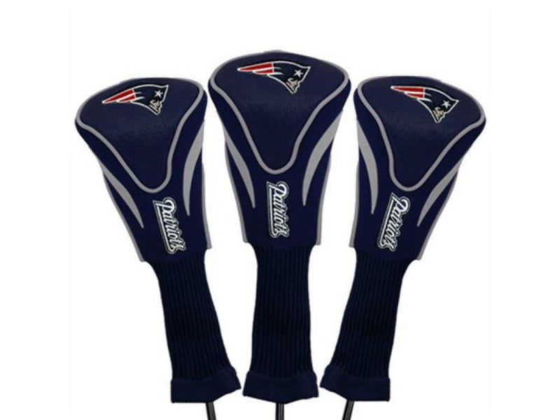 Team Golf NFL New England Patriots Contour Golf Club Headcovers (3 Count) Numbered 1, 3, & X, Fits Oversized Drivers, Utility, Rescue & Fairway Clubs, Velour lined for Extra Club Protection - Golf Gift