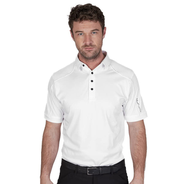 Island GREEN Mens 4 Button CoolPass Polo Shirt - White - L - Golf Gift