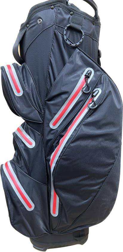 STA-DRY 100% Waterproof Golf Cart Bag New Updated Model 2023 - Black Grey and Red - Golf Gift